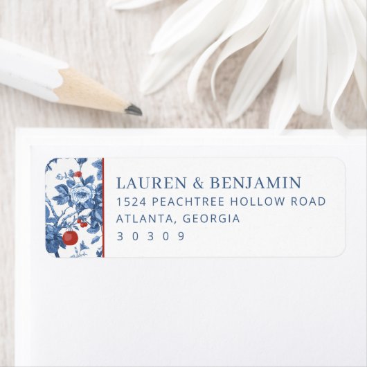 Elegant Blue Floral Border Etiket (Insitu)