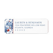 Elegant Blue Floral Border Etiket (Voorkant)