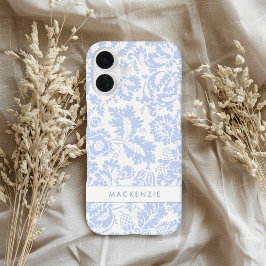 Elegant Blue Floral Botanical iPhone 16 Hoesje