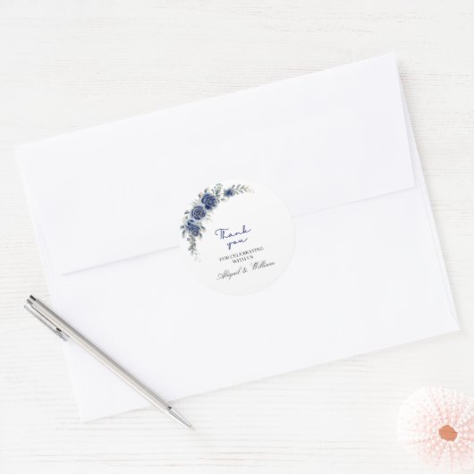 Elegant Blue Floral & Botanical Wedding Stickers  (Envelop)