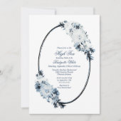 Elegant Blue Floral Bridal High Tea Kaart (Voorkant)