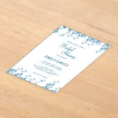 Elegant Blue Floral Bridal Shower Acryl Uitnodigingen (Laagn)