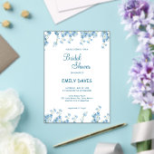 Elegant Blue Floral Bridal Shower Acryl Uitnodigingen (Insitu (Huwelijk))