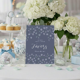 Elegant Blue Floral Bridal Shower Favor Table Sign Reclamebord Met Voetstuk