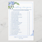 Elegant Blue Floral Bridal Shower Game Printed (Voorkant)
