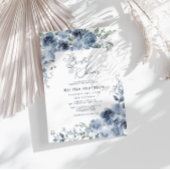 Elegant Blue Floral Bridal Shower Kaart