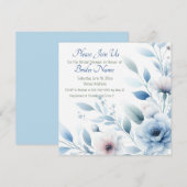 Elegant Blue Floral Bridal Shower Kaart (Voorkant / Achterkant)