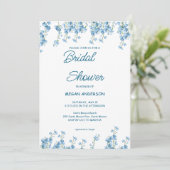 Elegant Blue Floral Bridal Shower Kaart (Staand voorkant)