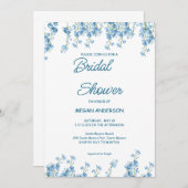 Elegant Blue Floral Bridal Shower Kaart (Voorkant / Achterkant)