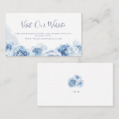 Elegant blue floral bruiloft Website Plaatskaartje (Voorkant / Achterkant)