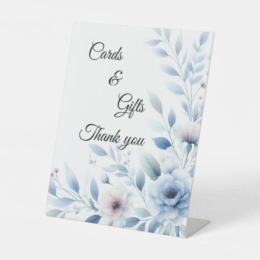 Elegant Blue Floral Cards & Gifts  Reclamebord Met Voetstuk (Voorkant)