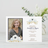 Elegant Blue Floral Celebration of Life Funeral Bedankkaart (Staand voorkant)