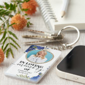 Elegant Blue Floral Celebration of life Gift Sleutelhanger (Voorkant Rechts)