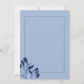 Elegant Blue Floral Chic Script Wedding Kaart (Achterkant)