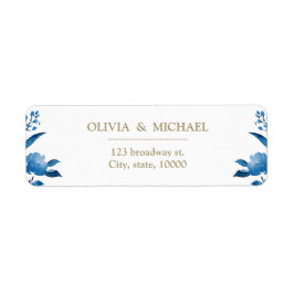 Elegant blue floral Chinoiserie return address Etiket