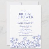 Elegant Blue Floral Chinoiserie Vrijgezellenfeest Kaart