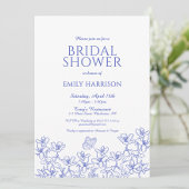 Elegant Blue Floral Chinoiserie Vrijgezellenfeest Kaart