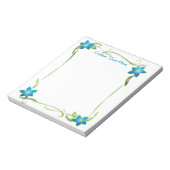 Elegant Blue Floral Corners Green Vines Notitieblok (Linkerzijde)