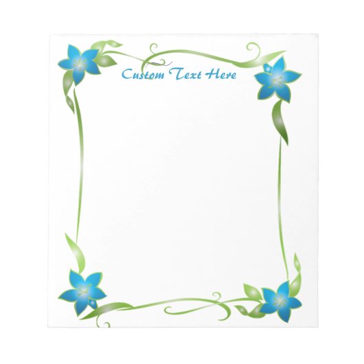 Elegant Blue Floral Corners Green Vines Notitieblok (Voorkant)