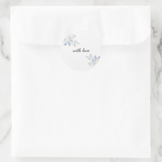 Elegant Blue Floral Custom Round Sticker | Envelop (Tas)