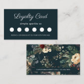 Elegant Blue Floral Customer Loyalty Kaart (Voorkant / Achterkant)