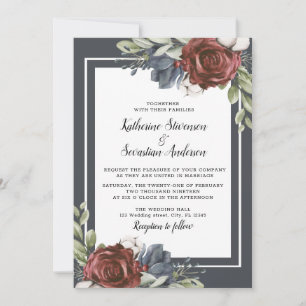 Elegant Blue Floral Dark Moody Vrijgezellenfeest F Kaart