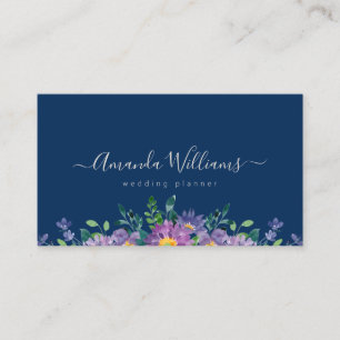 Elegant Blue Floral Design Visitekaartje