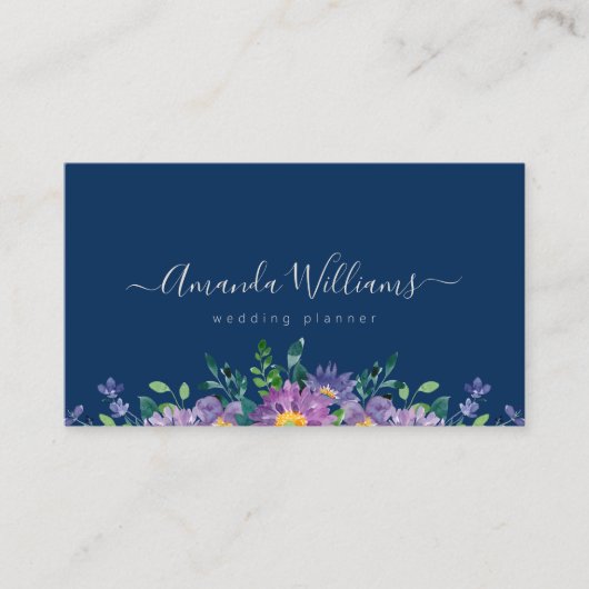 Elegant Blue Floral Design Visitekaartje