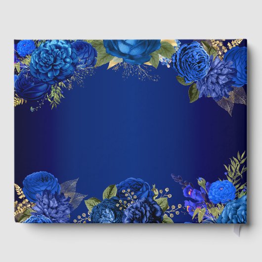 Elegant Blue Floral Diamond Tiara Quinceanera Gastenboek (Achterkant)