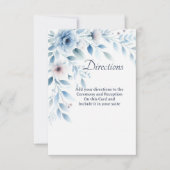 Elegant Blue Floral Directions Enclosure Card Bedankkaart (Voorkant)