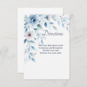 Elegant Blue Floral Directions Enclosure Card Bedankkaart (Voorkant / Achterkant)