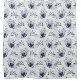 Elegant Blue Floral Douchegordijn