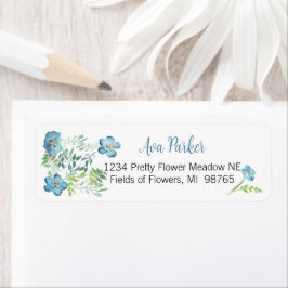 Elegant Blue Floral Etiket