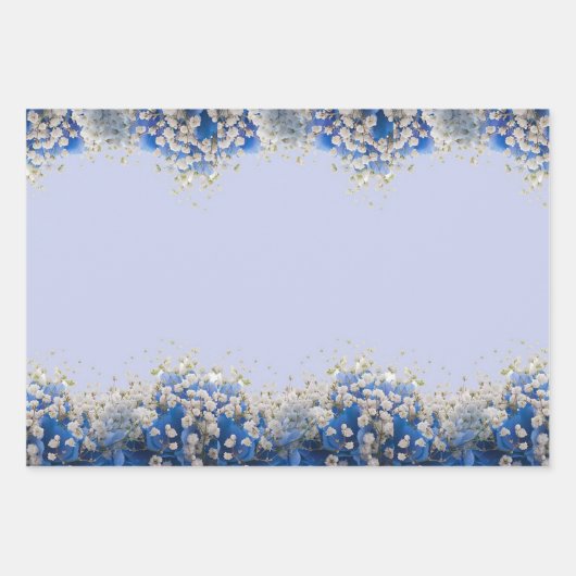 Elegant Blue Floral Floral Photo Retirement Party Inpakpapier Vel (Voorkant)
