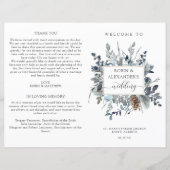 Elegant Blue Floral, Folded Wedding Programme (Voorkant)
