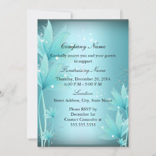 Elegant Blue Floral Fundraiser Invitation Kaart