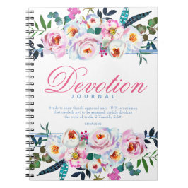 Elegant Blue Floral genaamd Devotion Journal Notitieboek