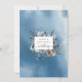 Elegant Blue Floral Geometrical Wedding Kaart (Achterkant)
