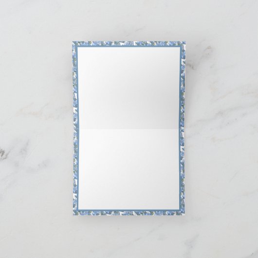 Elegant Blue Floral Godsdienst Bedankkaart (Binnen)