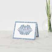 Elegant Blue Floral Godsdienst Bedankkaart (Voorkant)