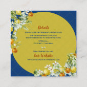 Elegant Blue Floral Gold Citrus Wedding Details Informatiekaartje (Voorkant)