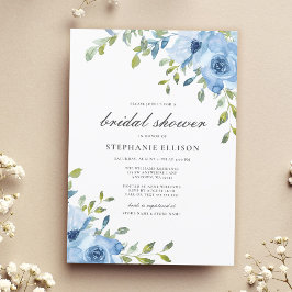 Elegant Blue Floral Greenery Vrijgezellenfeest Kaart