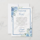 Elegant Blue Floral Hartelijk dank Bedankkaart (Voorkant)