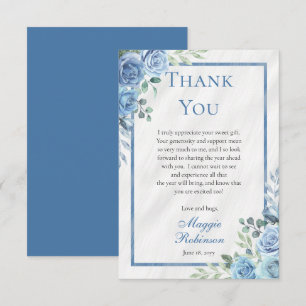 Elegant Blue Floral Hartelijk dank Bedankkaart