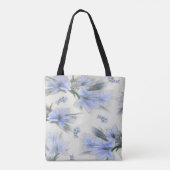 Elegant Blue Floral helemaal boven de Canvas tas (Achterkant)