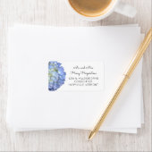 Elegant Blue Floral Hydrangea Black Text Label (Insitu)