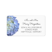 Elegant Blue Floral Hydrangea Black Text Label (Voorkant)
