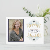 Elegant Blue Floral in het liefhebben van geheugen Bedankkaart (Staand voorkant)