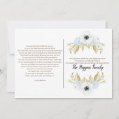 Elegant Blue Floral in het liefhebben van geheugen Bedankkaart (Achterkant)