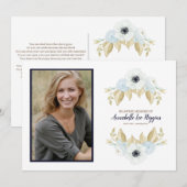 Elegant Blue Floral in het liefhebben van geheugen Bedankkaart (Voorkant / Achterkant)